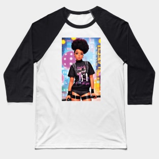 Cyber Punk Black Girl Baseball T-Shirt